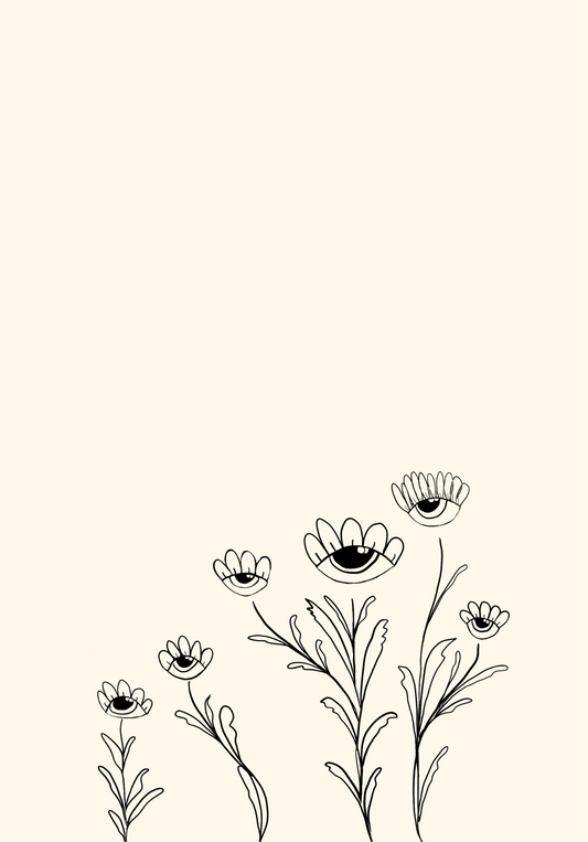 "Eye Spy Daisies" Black & Cream Art Print