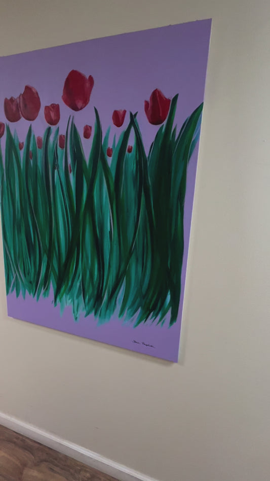 Original Acrylic and Oil on Canvas "Tulips in the Afternoon"